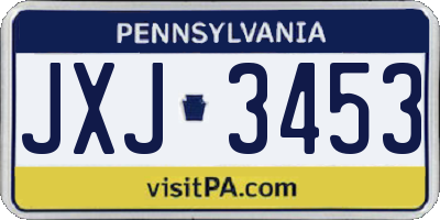 PA license plate JXJ3453