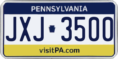 PA license plate JXJ3500