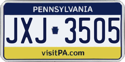 PA license plate JXJ3505