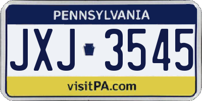 PA license plate JXJ3545