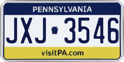 PA license plate JXJ3546