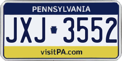 PA license plate JXJ3552
