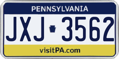 PA license plate JXJ3562