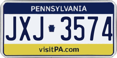 PA license plate JXJ3574