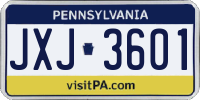 PA license plate JXJ3601