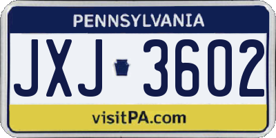 PA license plate JXJ3602