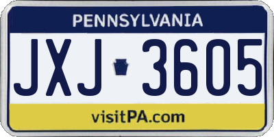 PA license plate JXJ3605