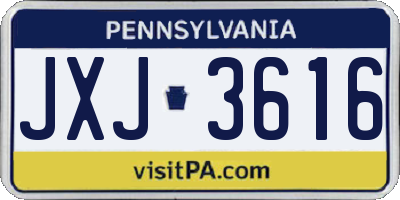 PA license plate JXJ3616