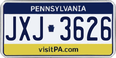 PA license plate JXJ3626