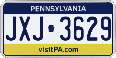 PA license plate JXJ3629