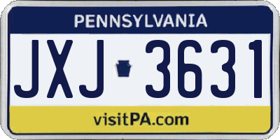 PA license plate JXJ3631