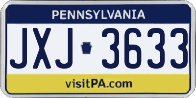 PA license plate JXJ3633