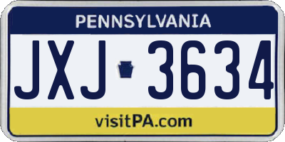 PA license plate JXJ3634