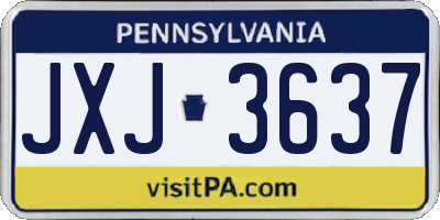 PA license plate JXJ3637