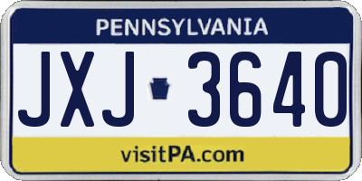PA license plate JXJ3640