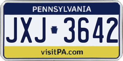 PA license plate JXJ3642