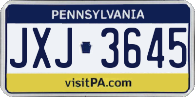 PA license plate JXJ3645