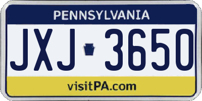 PA license plate JXJ3650