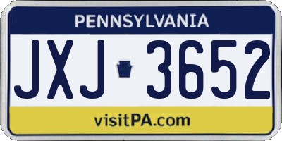 PA license plate JXJ3652