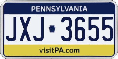 PA license plate JXJ3655
