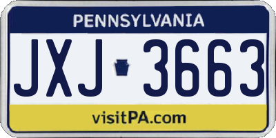 PA license plate JXJ3663
