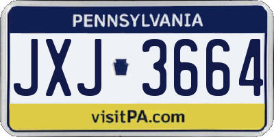 PA license plate JXJ3664