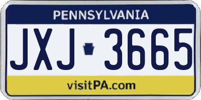 PA license plate JXJ3665