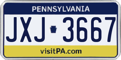 PA license plate JXJ3667