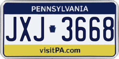 PA license plate JXJ3668