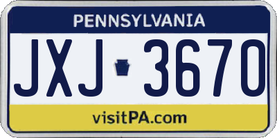 PA license plate JXJ3670