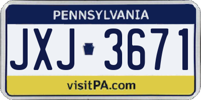 PA license plate JXJ3671