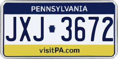 PA license plate JXJ3672