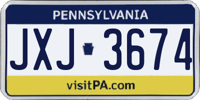 PA license plate JXJ3674