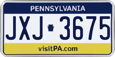 PA license plate JXJ3675