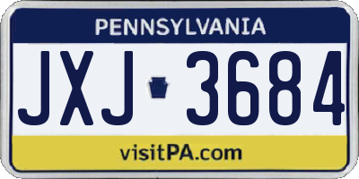 PA license plate JXJ3684
