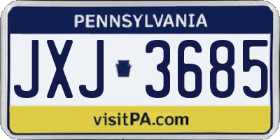 PA license plate JXJ3685