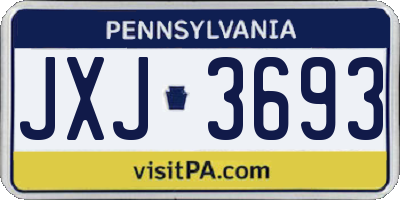 PA license plate JXJ3693