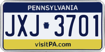 PA license plate JXJ3701