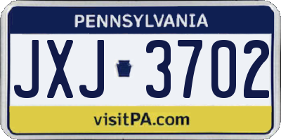 PA license plate JXJ3702