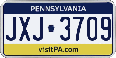 PA license plate JXJ3709