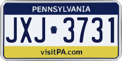 PA license plate JXJ3731