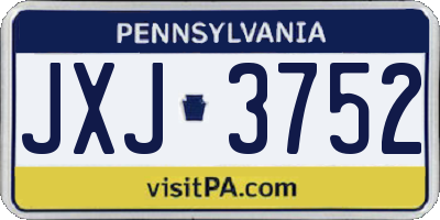 PA license plate JXJ3752