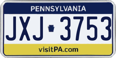 PA license plate JXJ3753