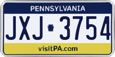 PA license plate JXJ3754
