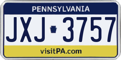 PA license plate JXJ3757