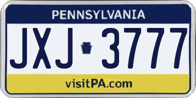 PA license plate JXJ3777