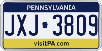 PA license plate JXJ3809