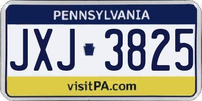 PA license plate JXJ3825