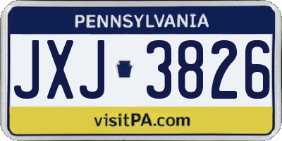 PA license plate JXJ3826