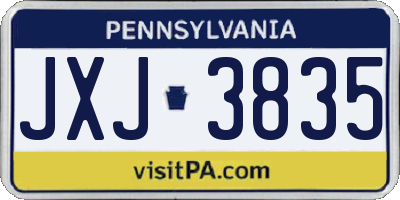 PA license plate JXJ3835
